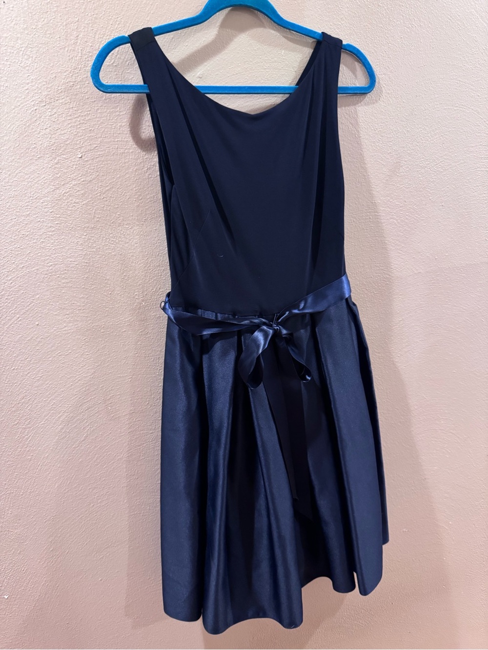 Rare Betsy & Adam Cocktail Rich Navy Blue mini mixed material w/pockets!